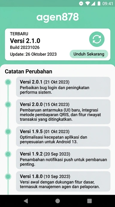 Riwayat Versi agen878 untuk Pengguna Android