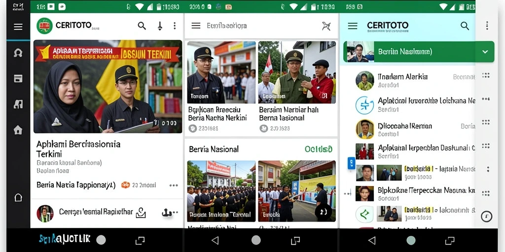 Tampilan antarmuka aplikasi CERITOTO untuk berita nasional.