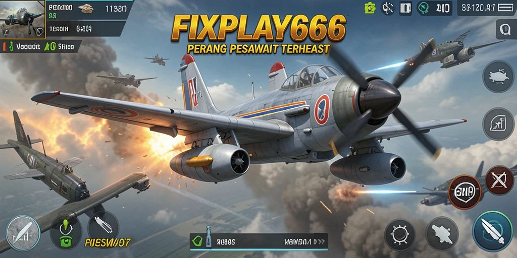 Tampilan antarmuka FIXPLAY666 yang menarik dan interaktif dalam Perang Pesawat.