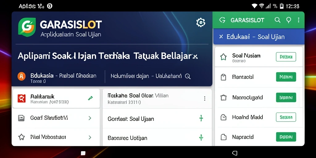 Antarmuka aplikasi Soal Ujian GARASISLOT yang ramah pengguna.