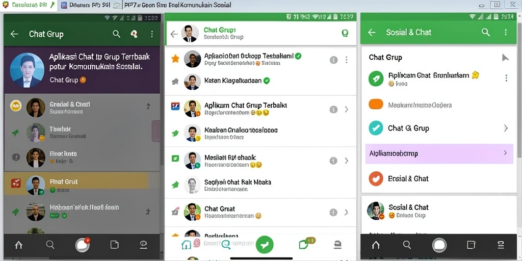 Tampilan antarmuka pengguna PP7 untuk chat grup yang interaktif.