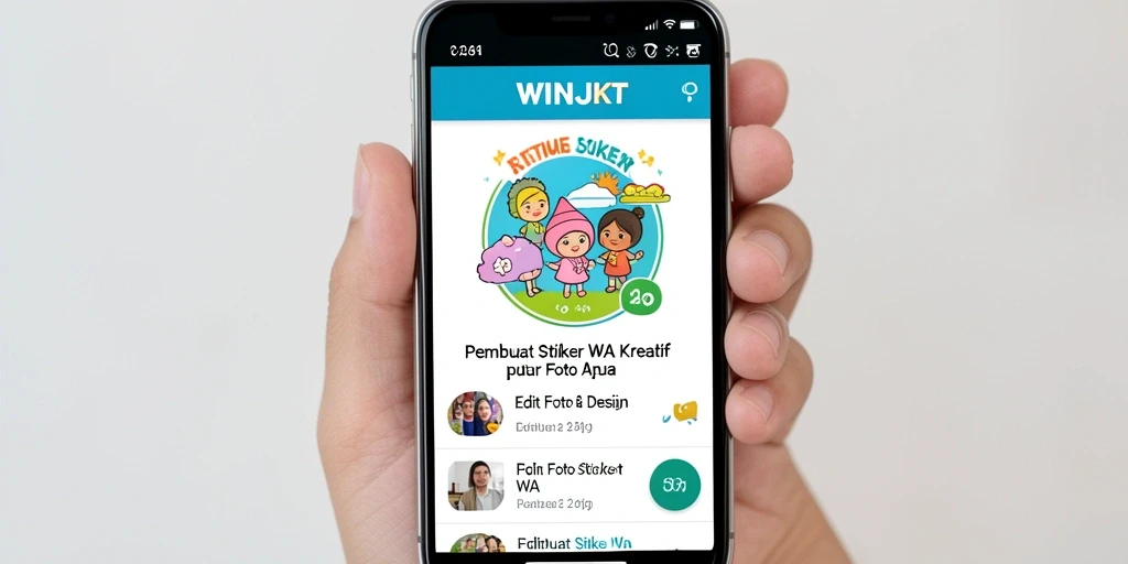 Antarmuka pengguna WINJKT yang menampilkan fitur Pembuat Stiker WA.